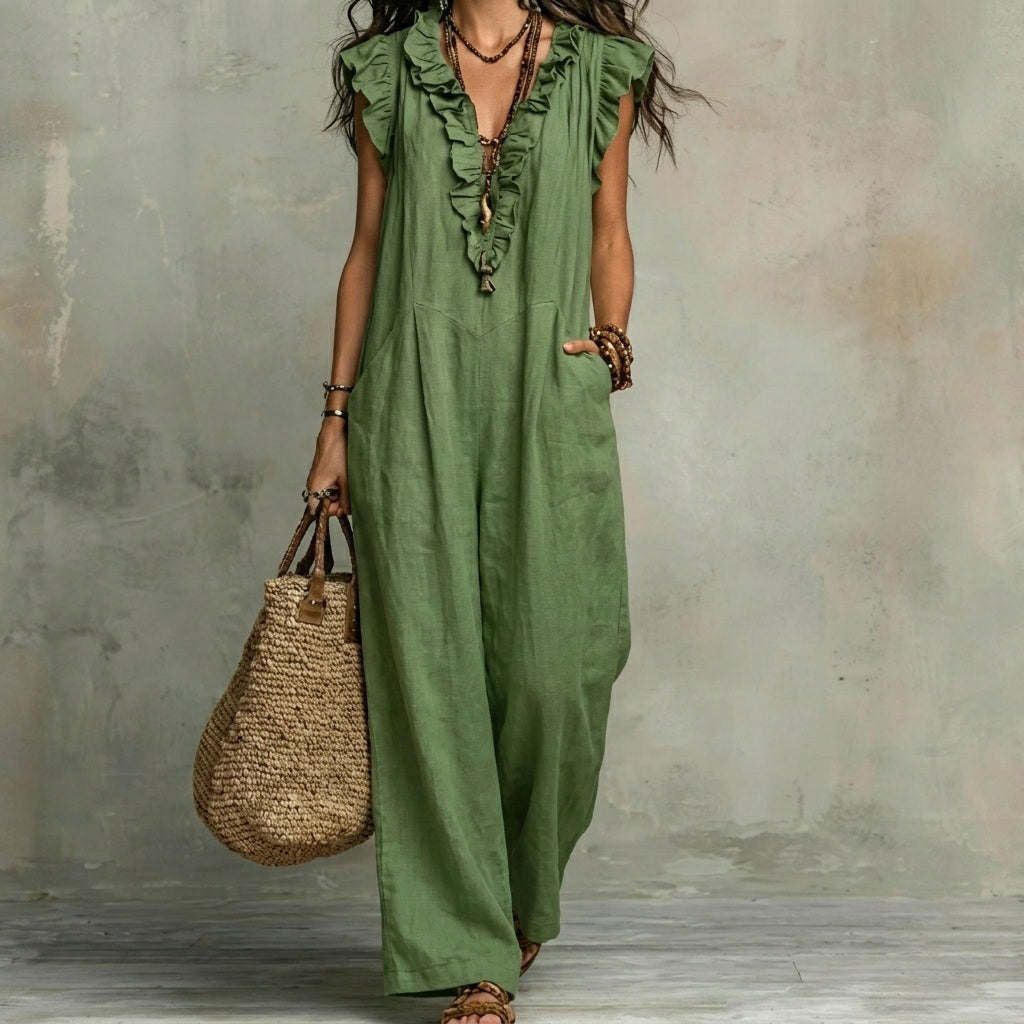 Versatile women's elegant V-neck maxi dress, ideal for both casual and dressy occasions.