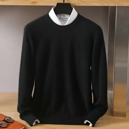 Men's lightweight O-neck pullover, long sleeve knit top. Essential comfort and versatile style.