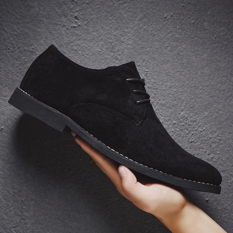Elegant men's black lace-up dress shoes, perfect for formal events & professional wear.
