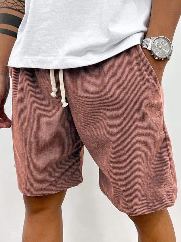 Relaxed fit men's stretch corduroy shorts with a stylish ribbed texture. Great for casual spring outings.