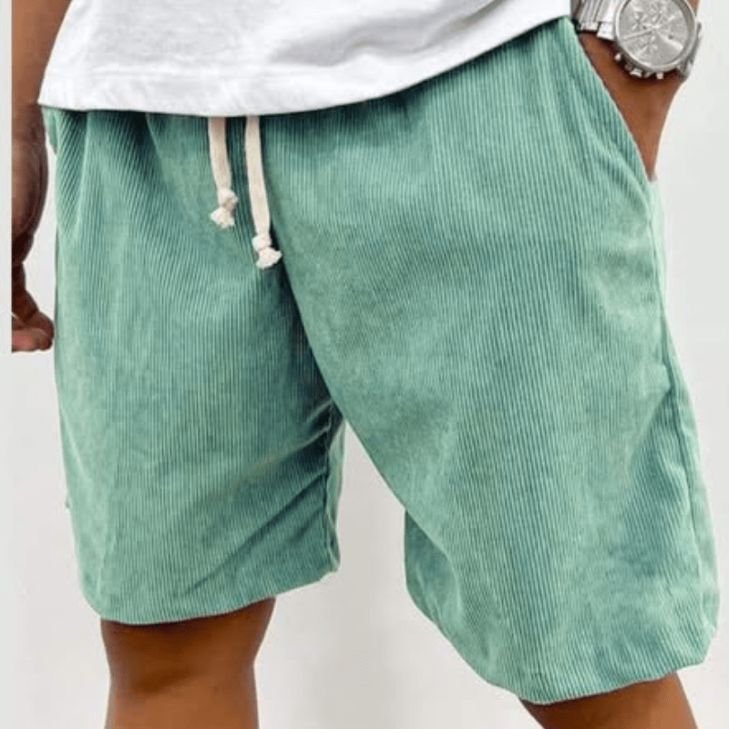 Men's ribbed corduroy stretch shorts featuring a comfortable fit, ideal for casual spring & summer style.