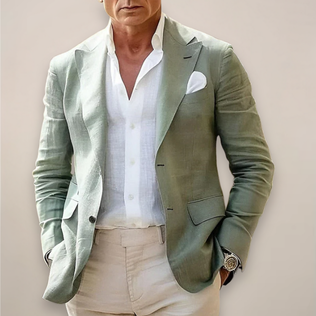 Sophisticated men's tailored blazer, a classic fit jacket for effortless style, business, and smart casual confidence.