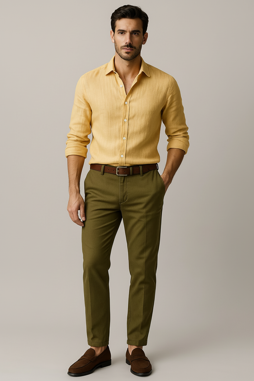 Men's vintage button-up shirt, perfect for effortless summer style & casual warm-weather wear.