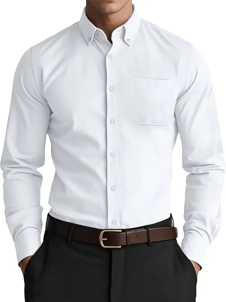 Men's classic long-sleeve button-down shirt, perfect for versatile workwear or casual weekend style. Everyday fashion.