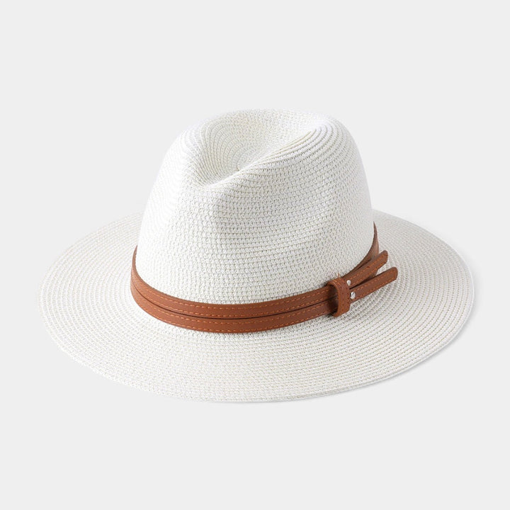 Structured Panama straw hat for men, showcasing elegant weave and classic band. Ideal for summer sun & style.