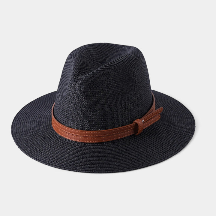 Refined men's Panama-style straw hat, a classic gentleman's accessory for elegant summer outings & sun protection.