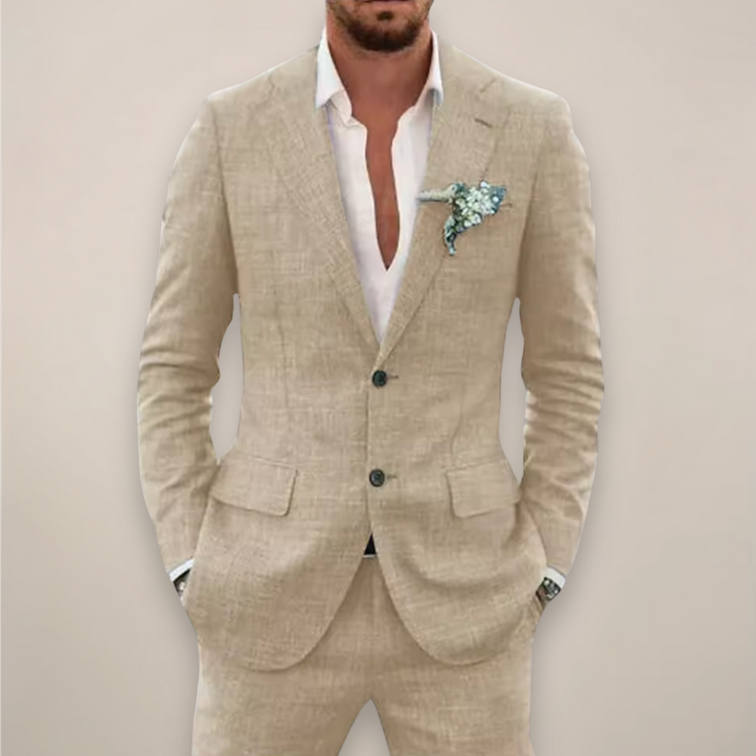 Stylish men's tailored two-piece suit, a classic choice for weddings, parties, and formal occasion wear.
