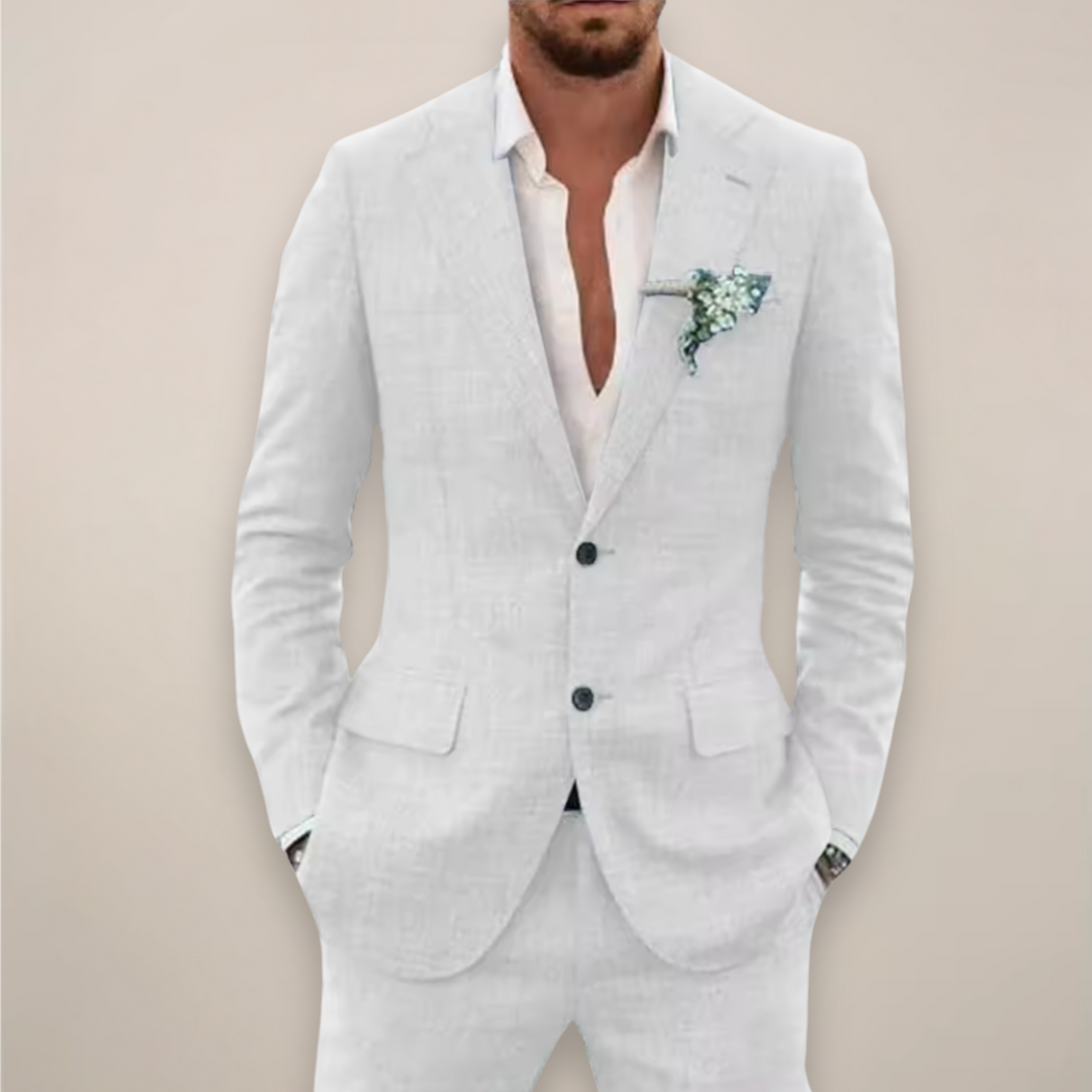 Versatile men's tailored two-piece suit, suitable for all formal events: business, weddings, and parties.