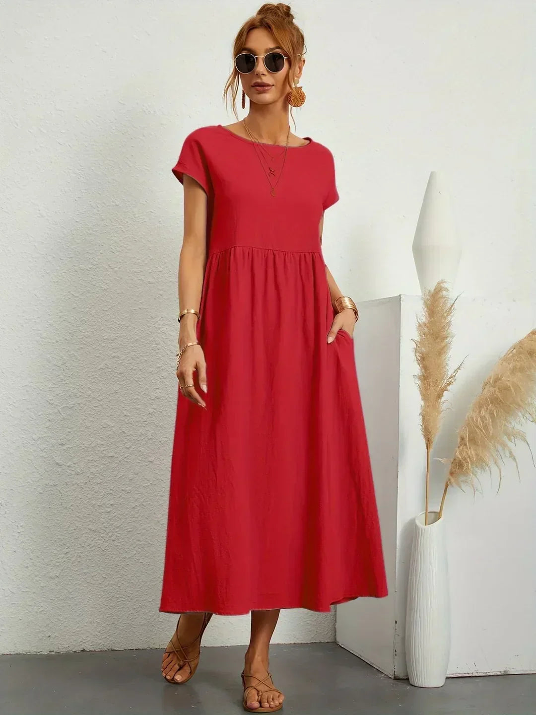 Velori women's elegant midi dress, comfortable design for everyday chic.