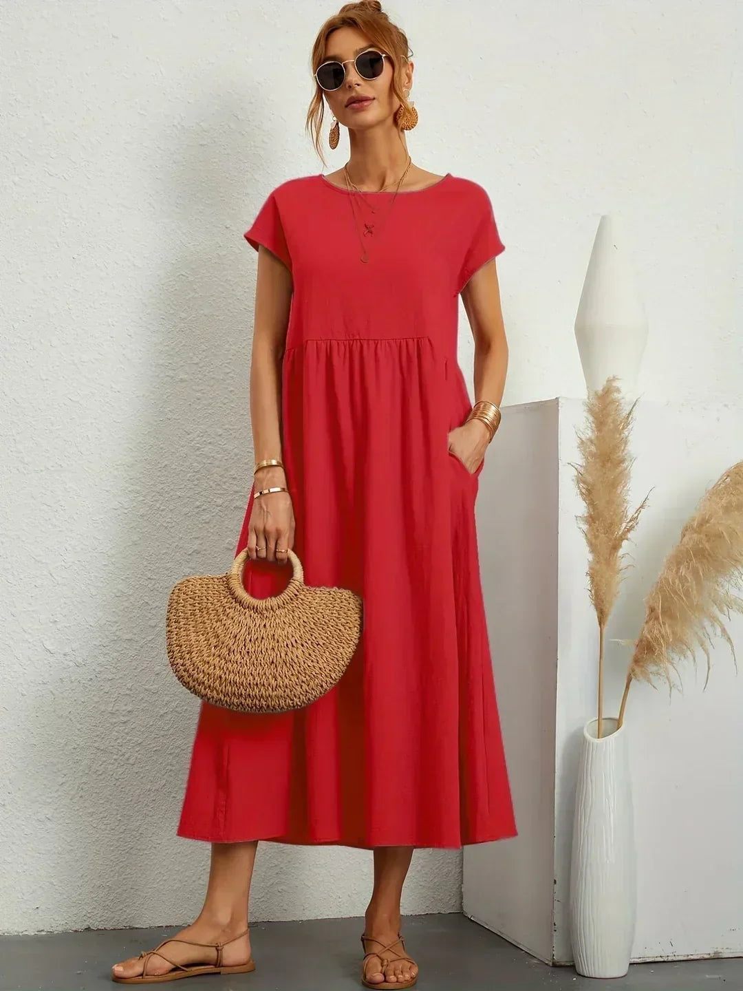 Beautiful women's summer dress, elegant yet casual, designed for comfort.