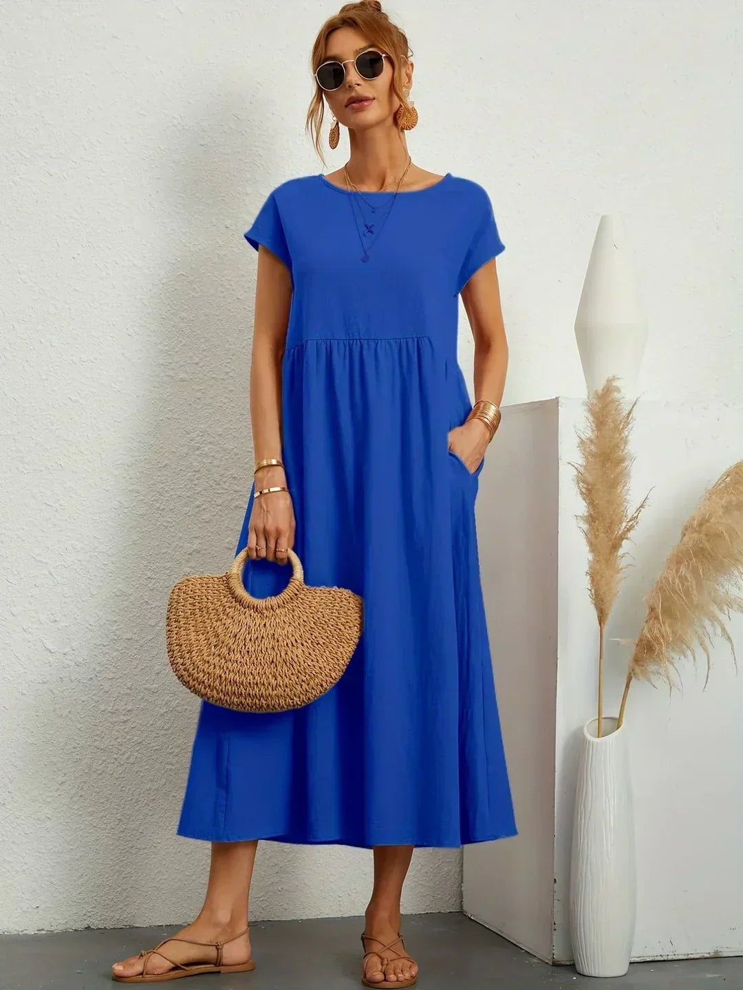 Graceful women's elegant day dress, perfect for casual summer outings.