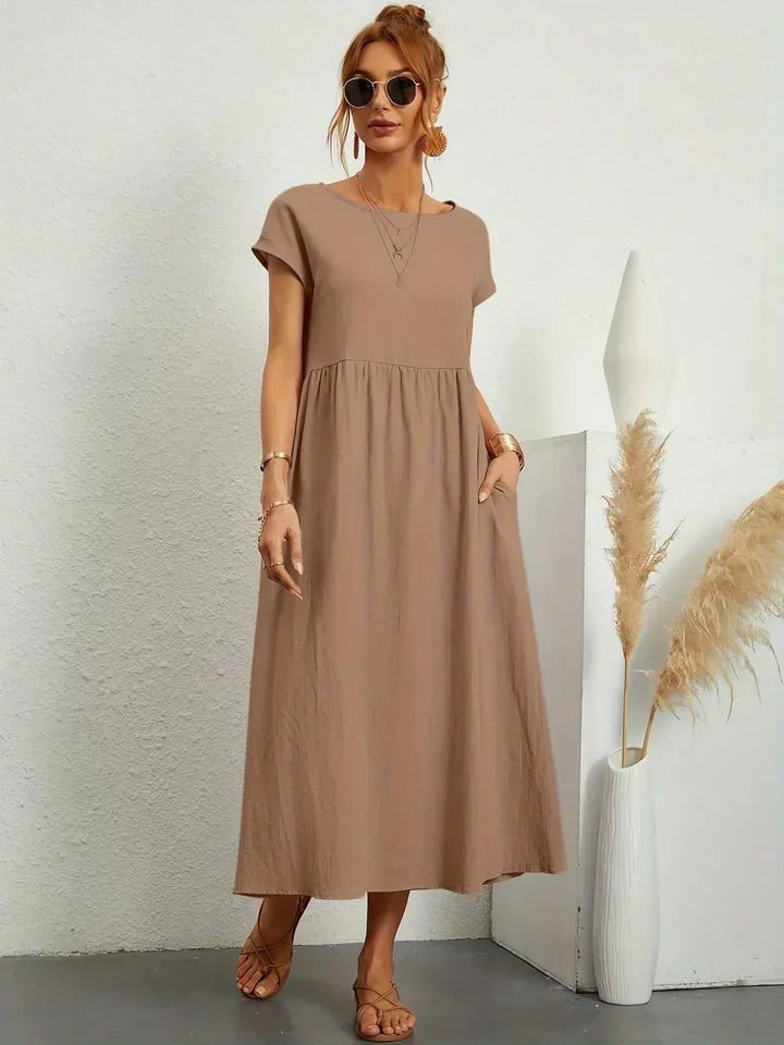 Effortless women's casual dress, elegant style, perfect for summer fashion.