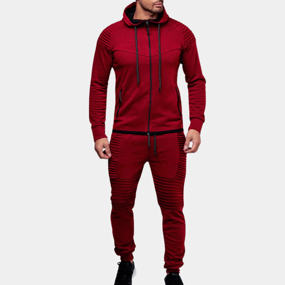 Comfortable men's tracksuit set, ideal two-piece lounge wear for relaxation and active style.