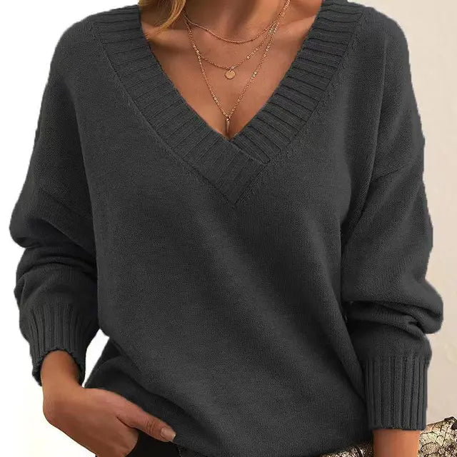 Cozy women's soft knit sweater. Elegant long-sleeve pullover for ultimate comfort & classic winter style.