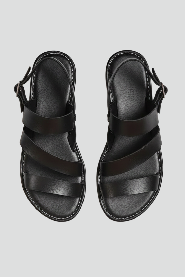 Women's modern flat sandals with secure back strap, perfect for stylish comfort & everyday wear.