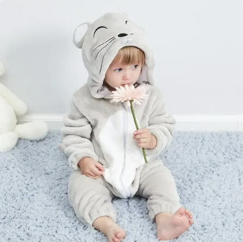 Unisex infant sheep animal onesie, plush & warm bodysuit for cold nights.