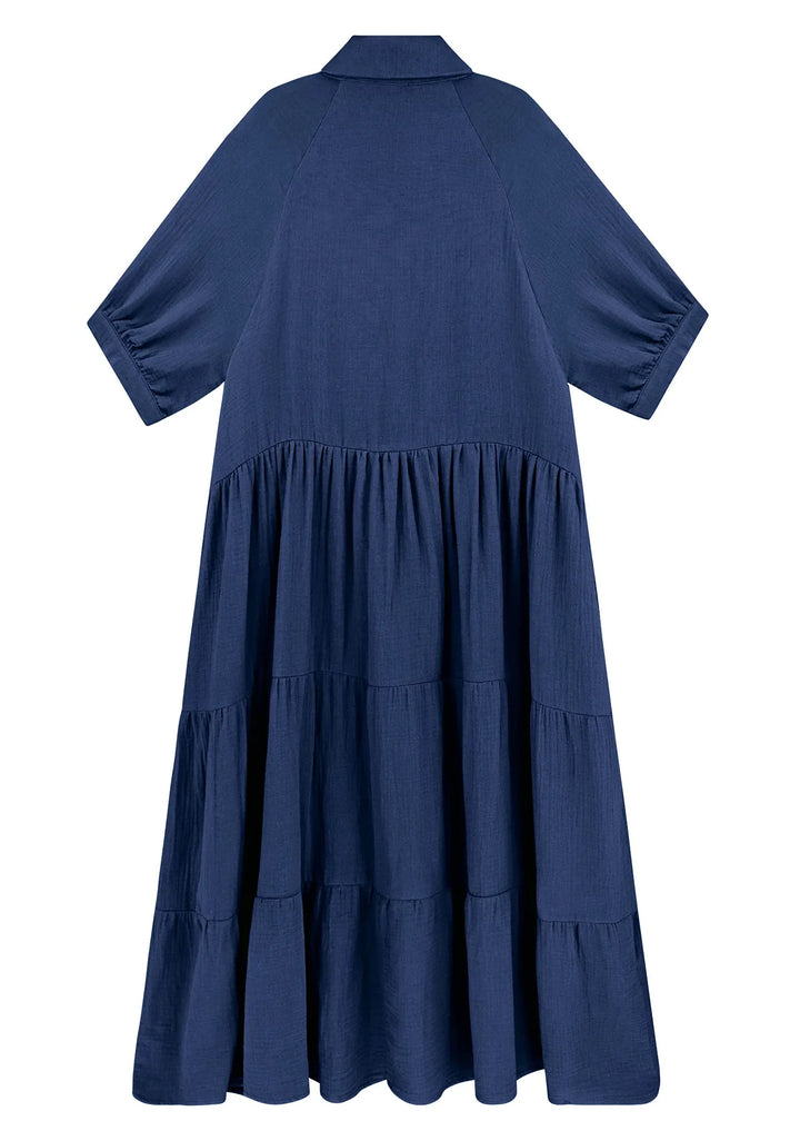 Versatile black midi summer dress for women, comfortable and elegant for daily wear, with convenient pockets.