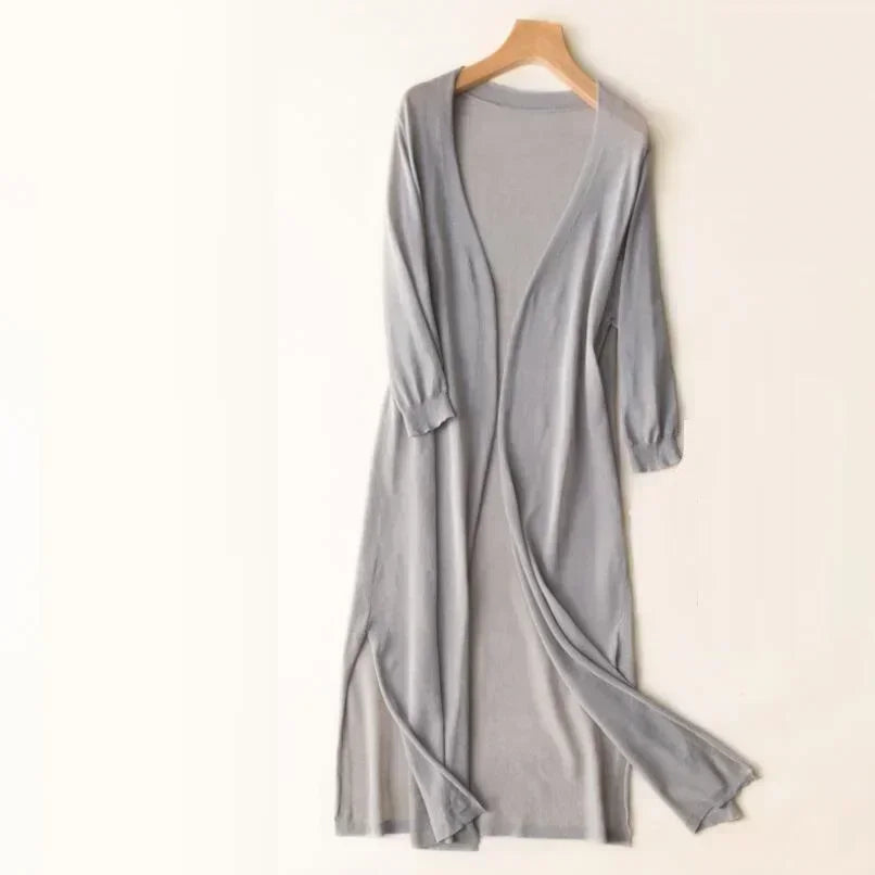Relaxed fit women's long cardigan, open front design for ultimate comfort & versatile styling.