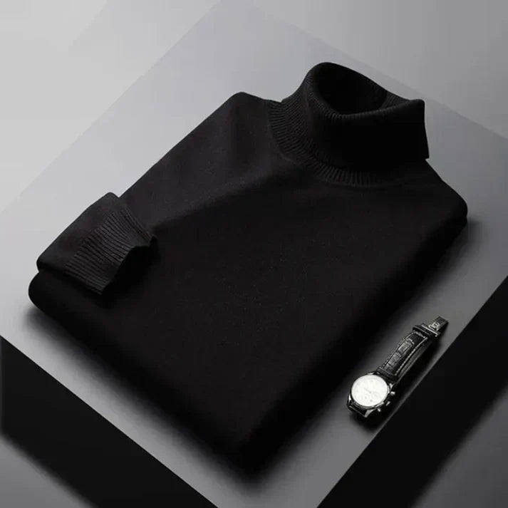 Premium knit men's turtleneck jumper. A warm and stylish sweater, ideal for winter casual men's fashion.