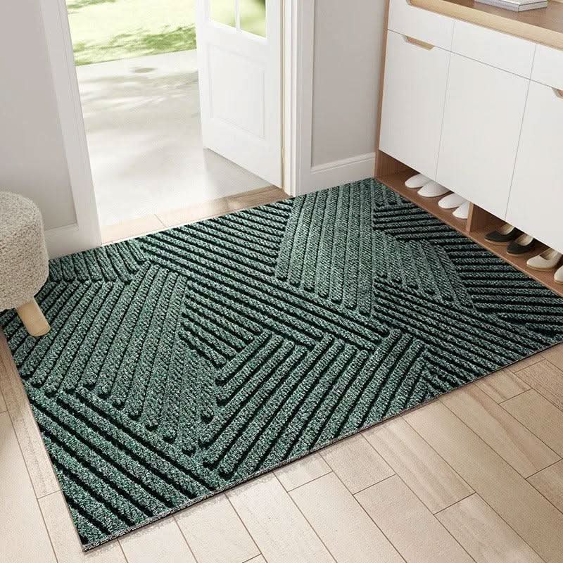 Modern anti-slip door mat with a grey geometric wave pattern, perfect for your stylish home entrance or hallway.