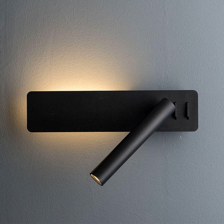 Sleek, modern adjustable LED wall lamp. Ideal bedside reading light, provides focused task lighting for bedrooms.