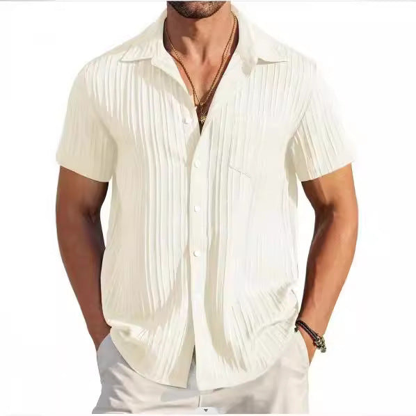 Men's beach shirt, structured short sleeve. Perfect for summer casual & vacation.