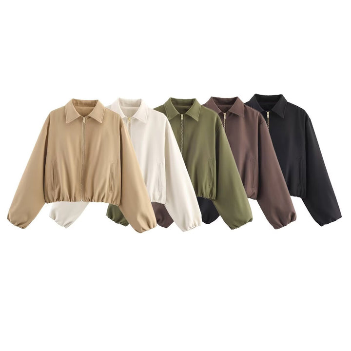 Women's casual short jacket, featuring a practical full zip for comfort & style.