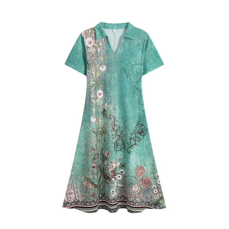 Comfortable women's short-sleeve floral night dress. Breathable summer sleepwear, also great as versatile lounge wear.