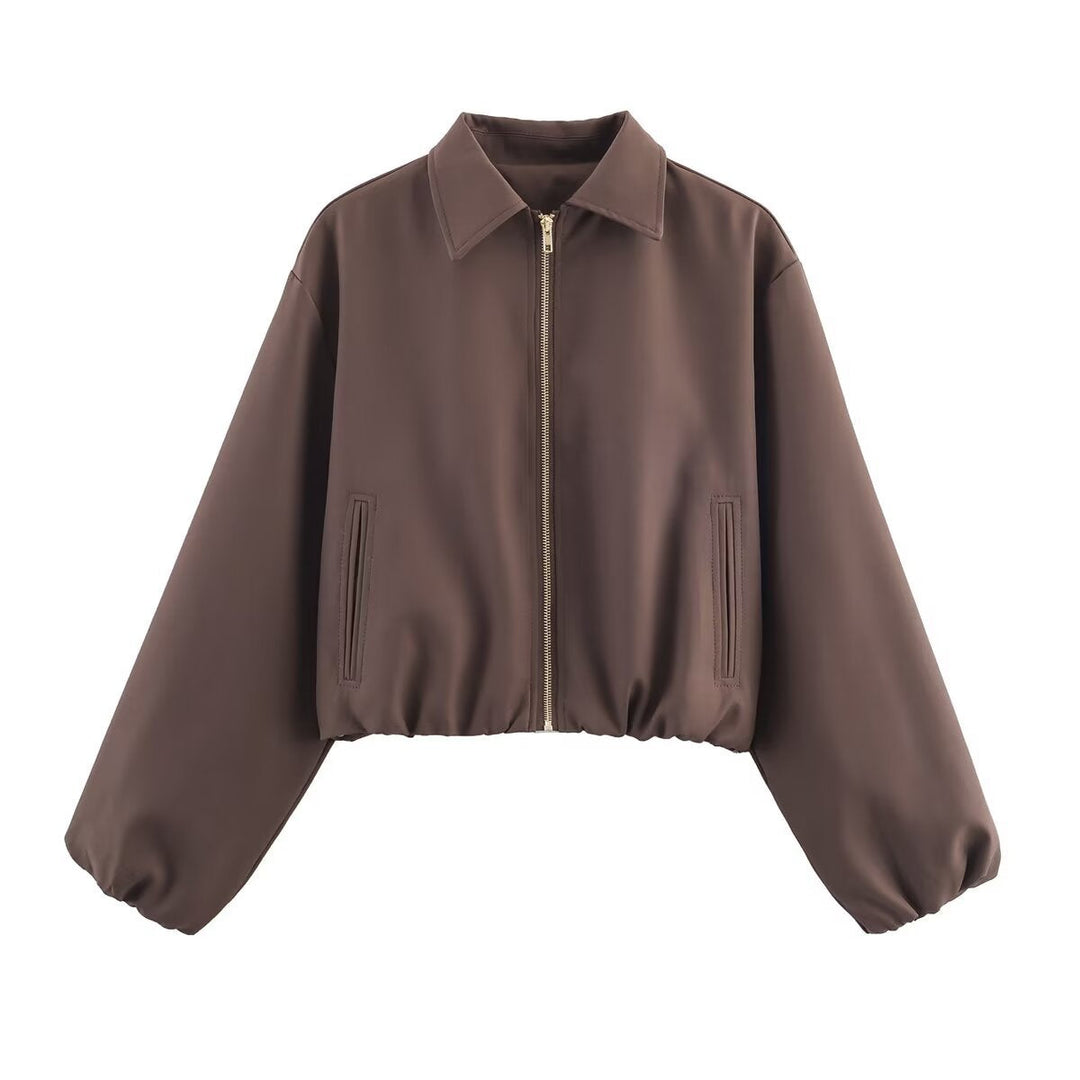 Essential women's fall/spring jacket, a classic short zip-up for everyday use.