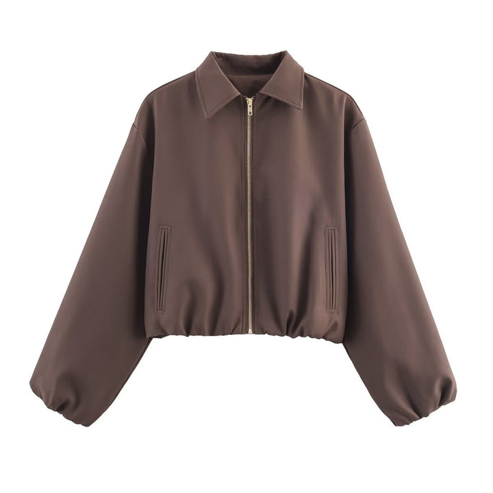 Essential women's fall/spring jacket, a classic short zip-up for everyday use.