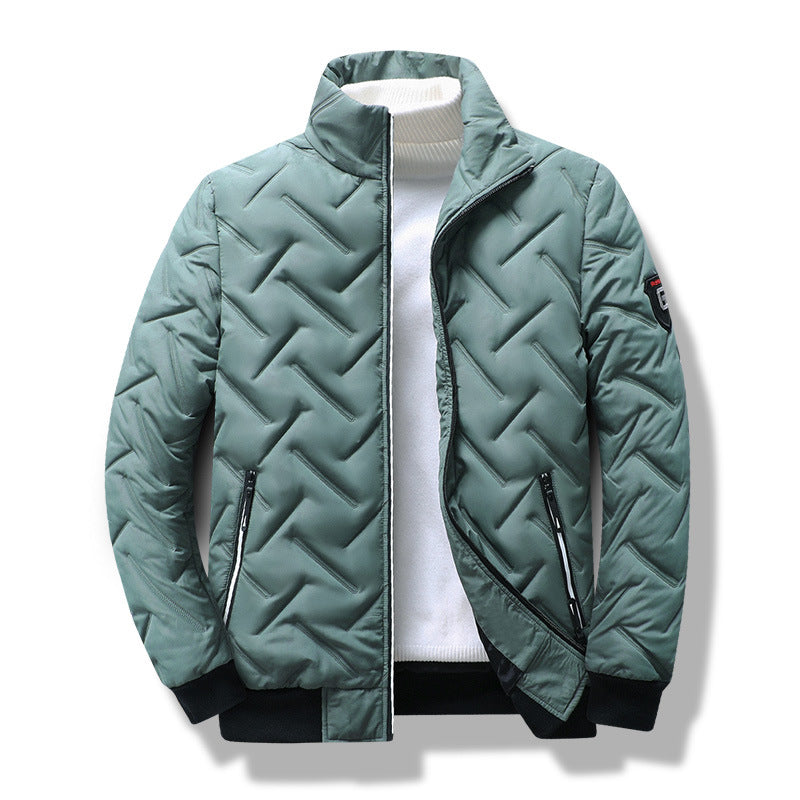 Durable men's quilted jacket, slim fit for a modern look. Provides warmth and style as a versatile fall/winter coat.