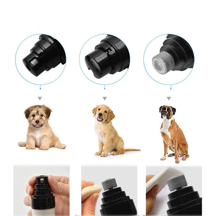 Ergonomic electric pet nail trimmer, quiet and effective for dog & cat claw care. Features LED & USB rechargeable.