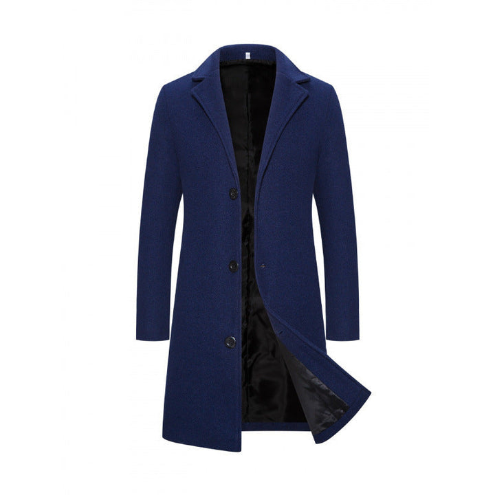 Stylish women's long structured coat, excellent for formal attire and winter style.