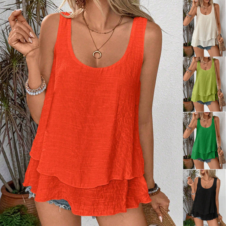 Women's casual wide neckline summer top, loose fit for comfortable everyday fashion and vacation wear.