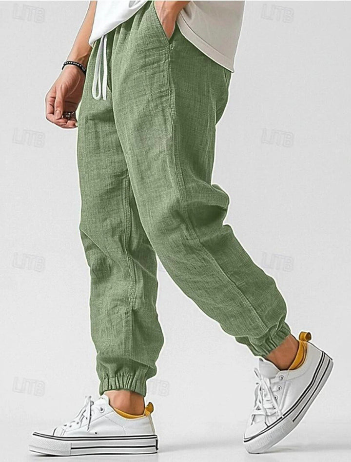 Lightweight men's relaxed fit pants, perfect for summer style with an elastic waist.