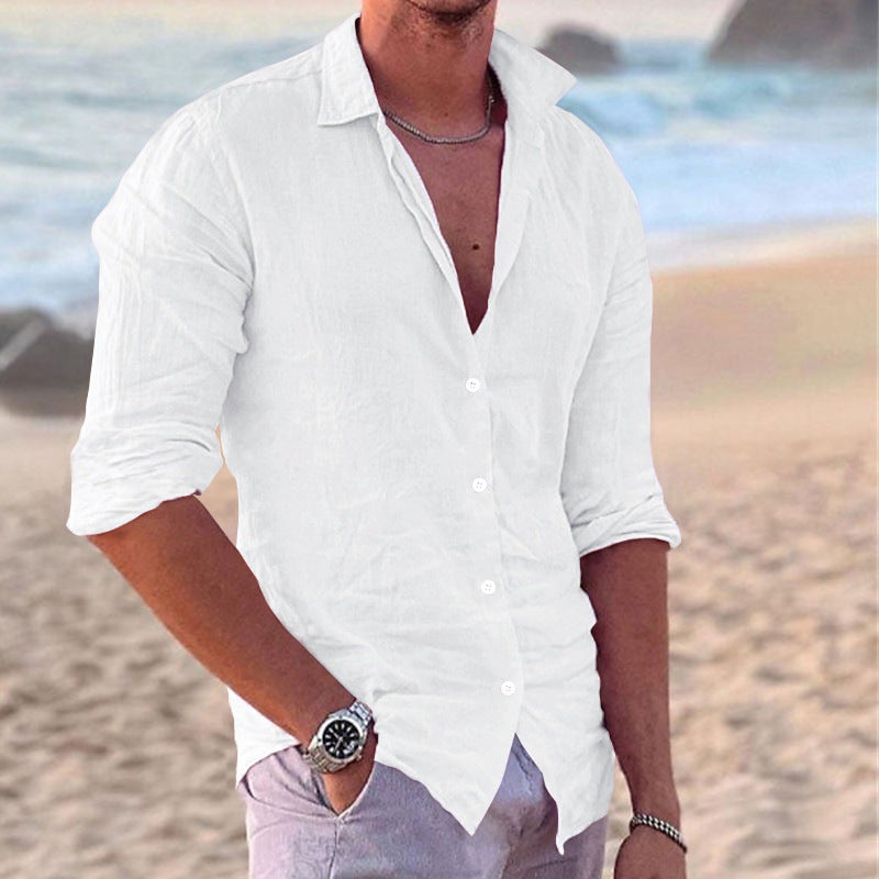Men's lightweight casual button-down shirt. Perfect for summer fashion, everyday comfort & relaxed fit.