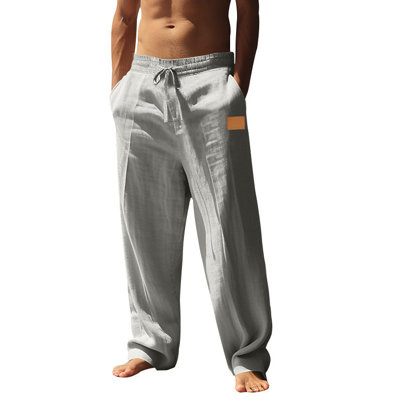 Comfortable men's travel pants, relaxed fit, ideal for summer vacations and explorations.