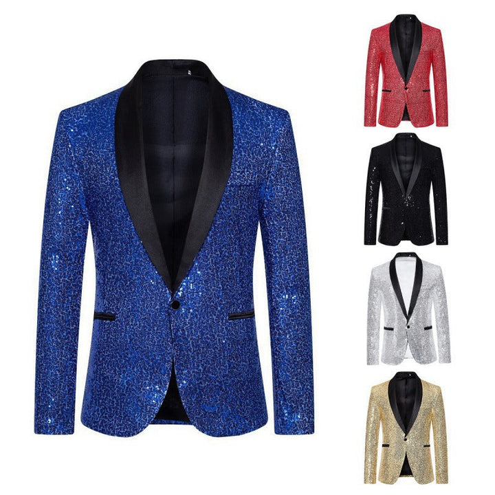 Men's glamorous sequin blazer in modern cut, perfect for parties & events.