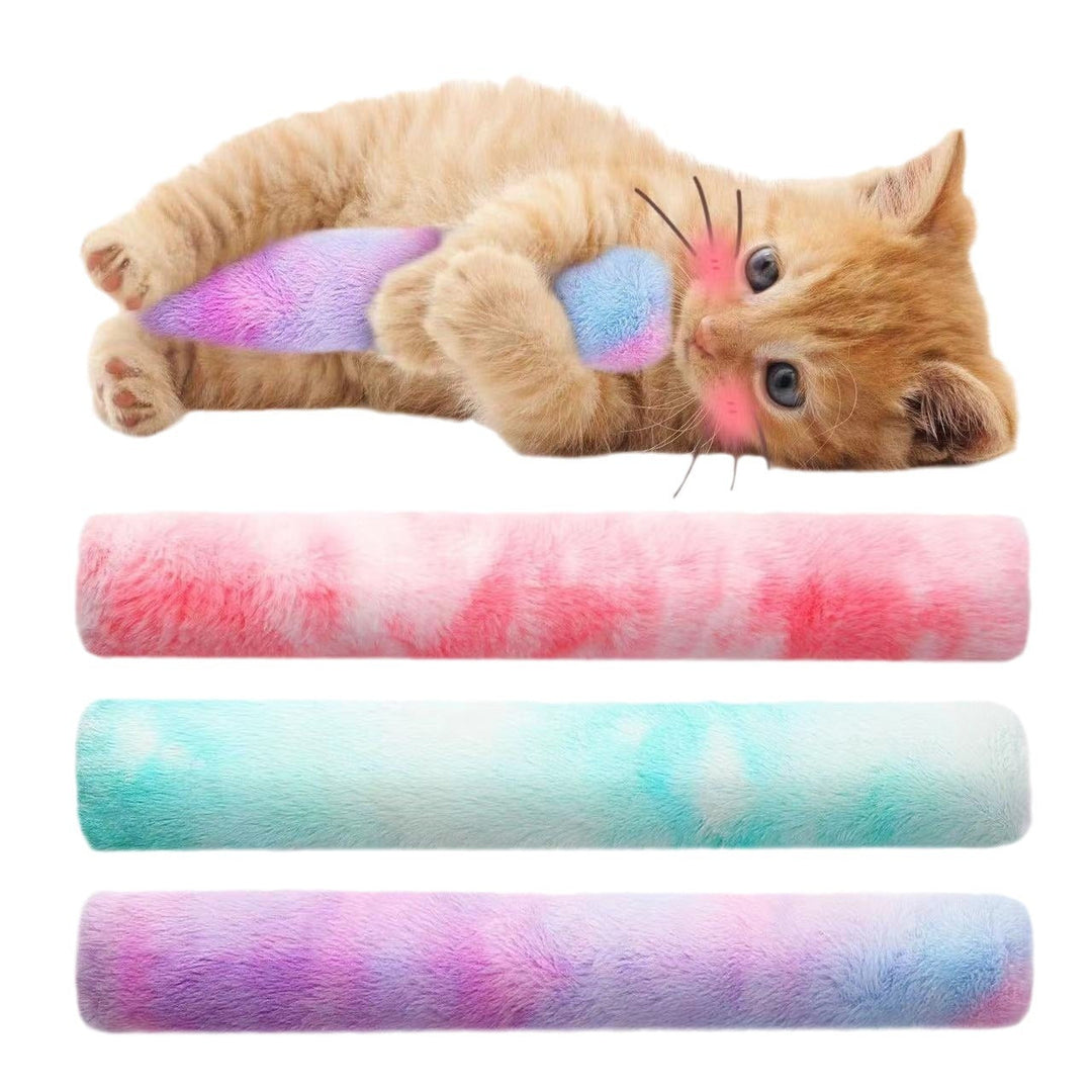 Interactive plush catnip pillow toy for stimulating play and stress relief in cats and kittens.