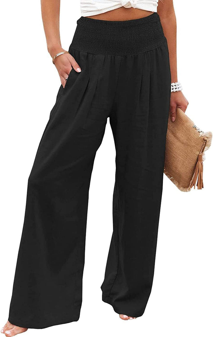 Versatile women's wide leg pants, relaxed fit, offering effortless style and comfort for any occasion.