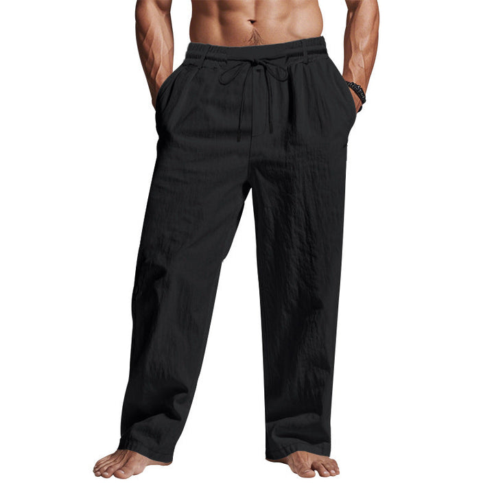 Full length men's relaxed fit breathable trousers in a neutral color, ideal for comfortable casual wear.