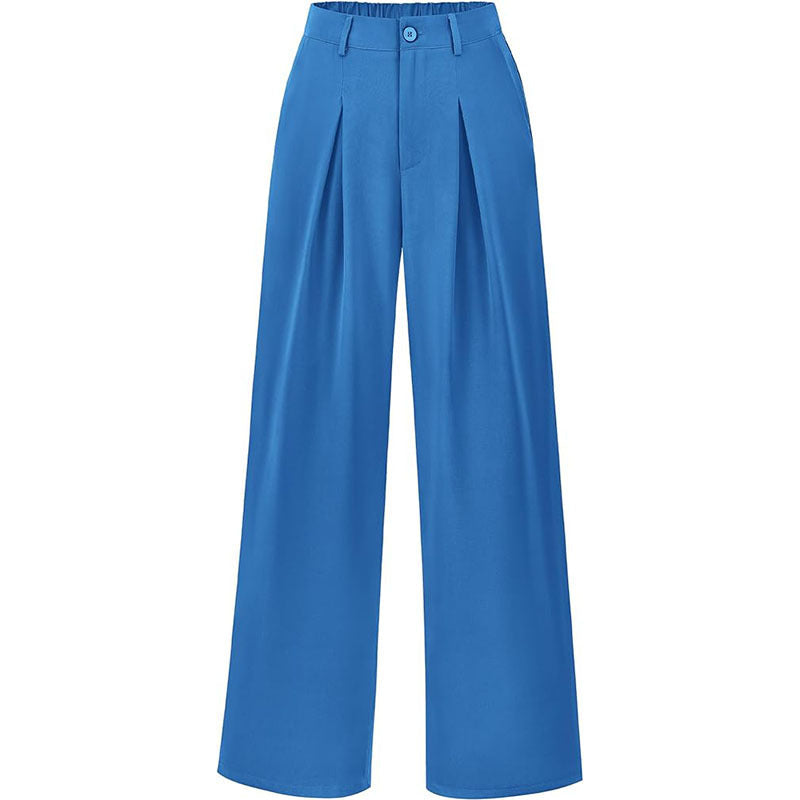 Chic women's high waist pleated wide leg pants, blending elegance with modern casual fashion.