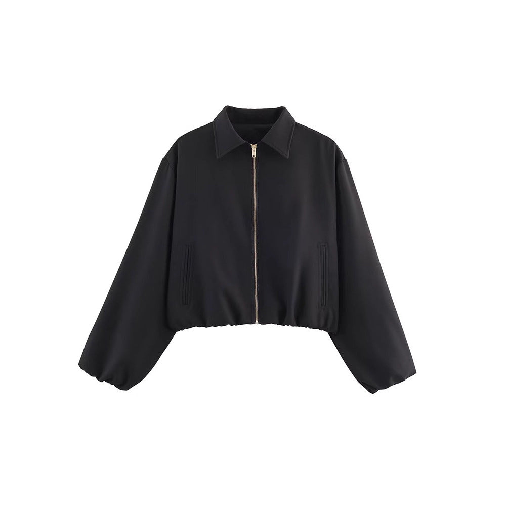 Versatile women's casual short jacket with full zip, ideal for everyday outerwear.