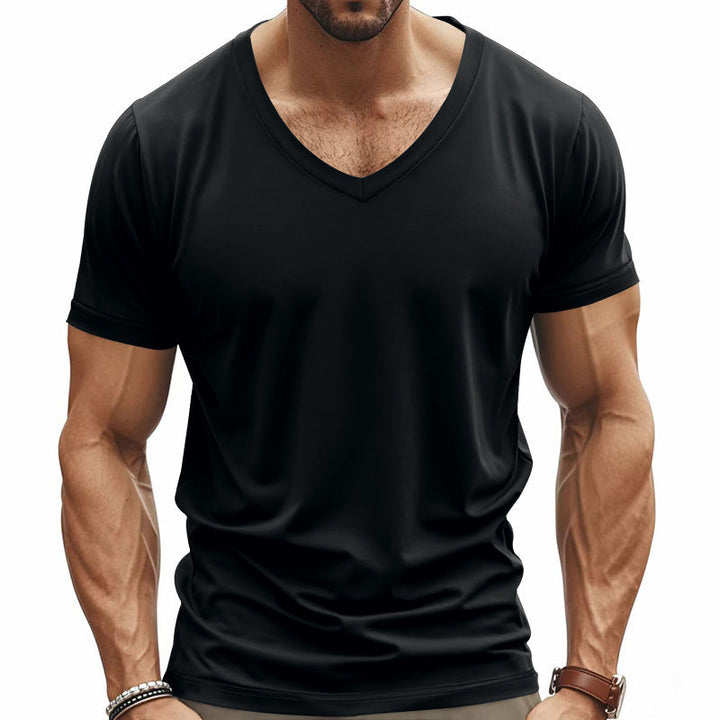 Stay cool & dry with this men's V-neck performance t-shirt, quick-dry athletic wear.