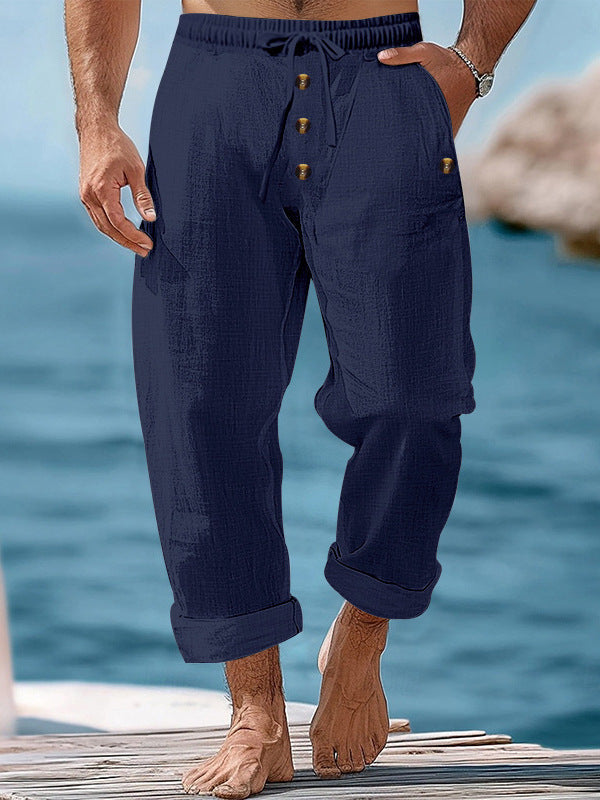 Versatile men's relaxed fit casual pants in a stylish shade, featuring a comfortable drawstring waist.