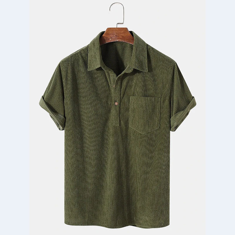Comfortable loose-fit men's striped polo shirt, perfect for casual everyday wear. Stylish summer top.