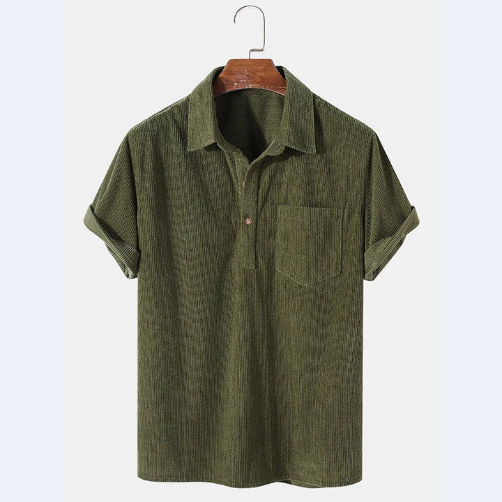Comfortable loose-fit men's striped polo shirt, perfect for casual everyday wear. Stylish summer top.