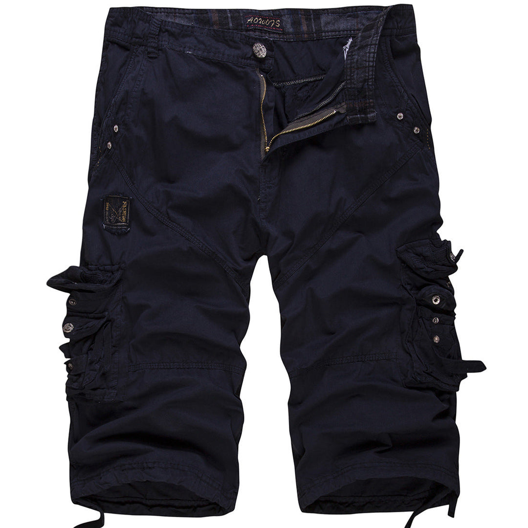 Comfortable men's multi-pocket cargo shorts in blue, perfect for daily wear, outdoor and casual fashion.