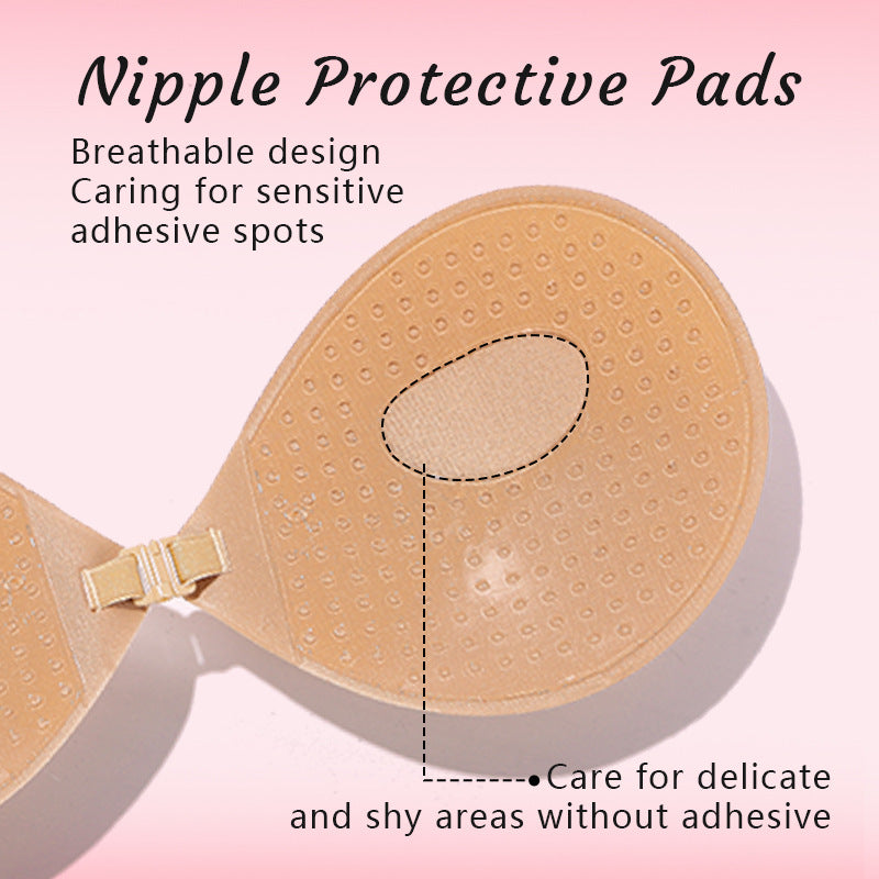 Soft silicone adhesive bra cups for women, offering comfortable strapless support & bust enhancement.