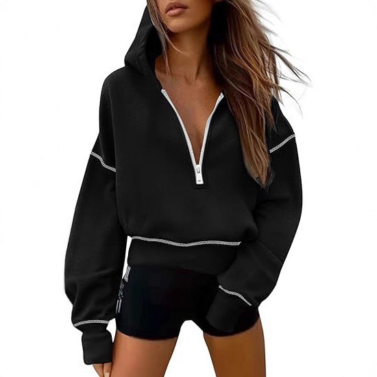 Comfortable women's full zip loungewear hoodie with relaxed fit, perfect for everyday casual style.